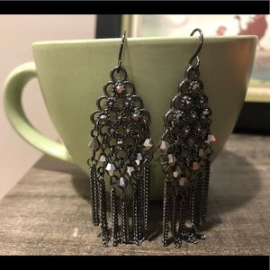 Silver chain statement earrings